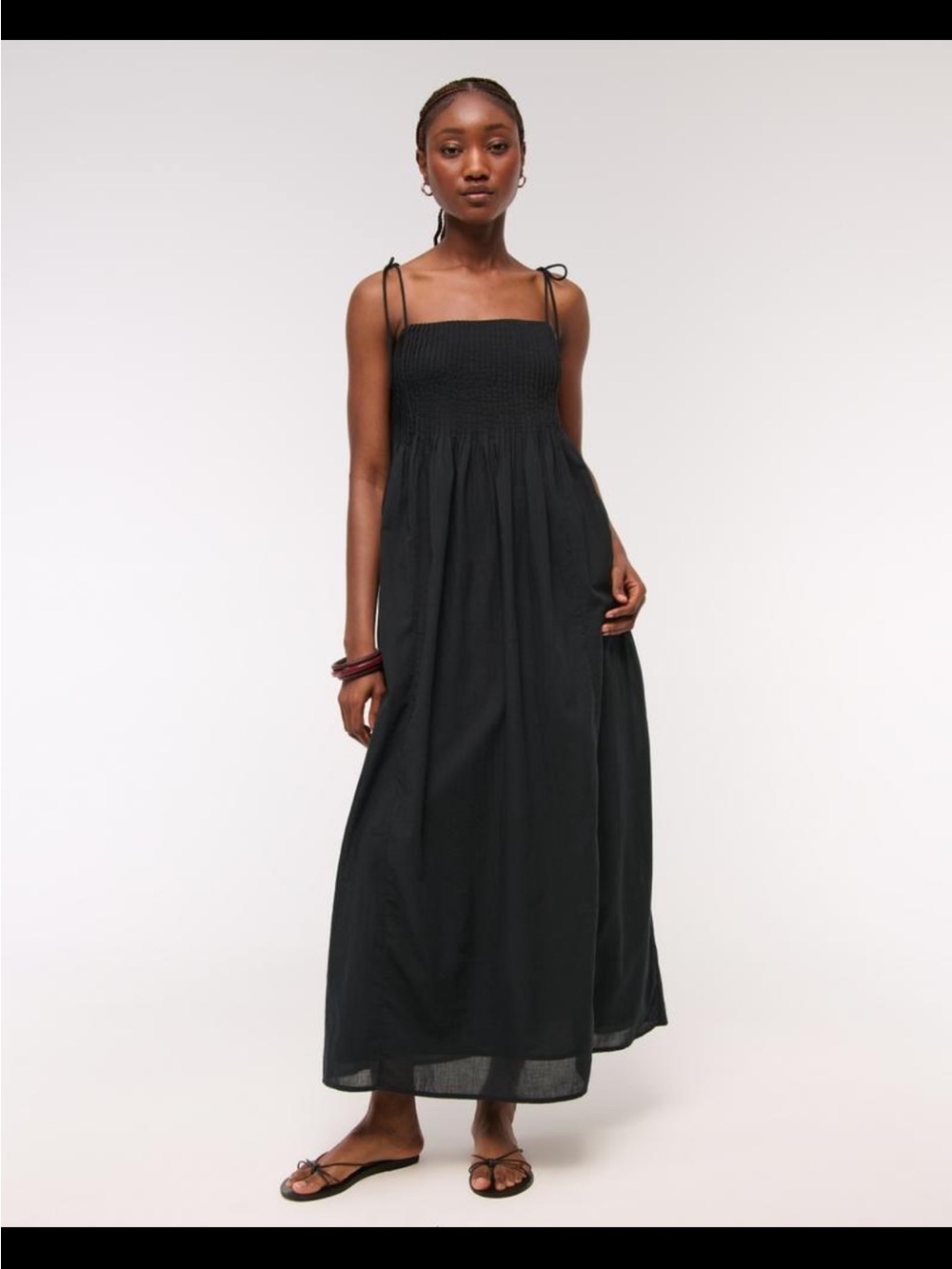 Abercrombie&Fitch Pintuck Flowy Maxi Dress Black | Size M 100% cotton lightweigh